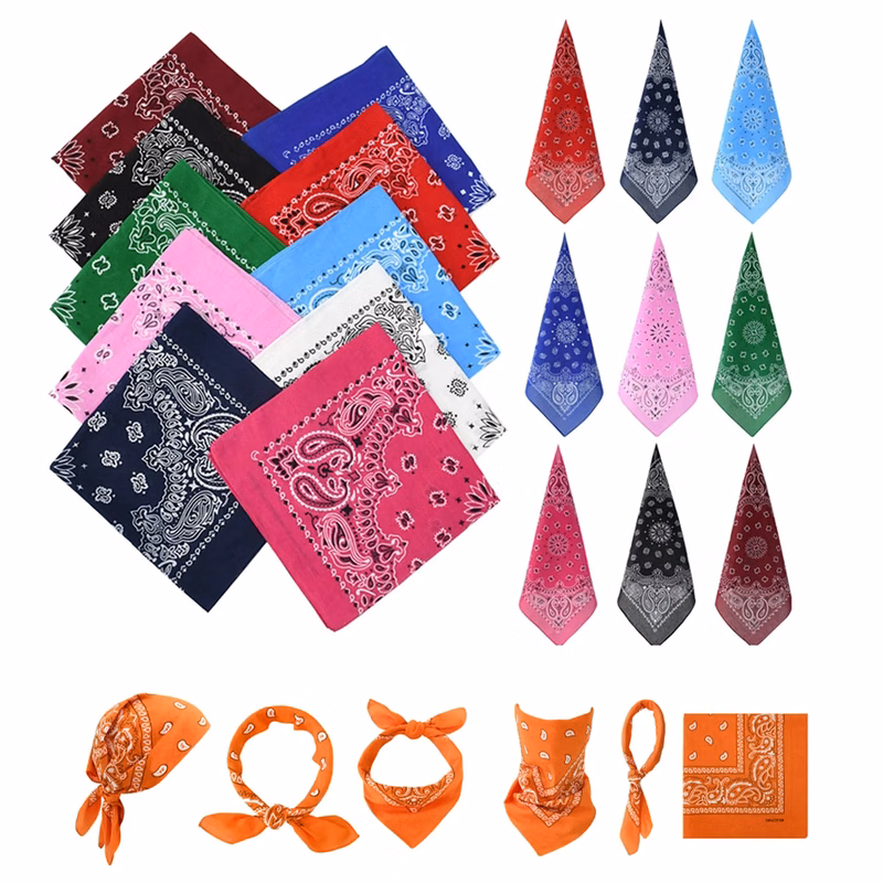 22" Full Color 100% Cotton Paisley  Bandana MOQ 100PCS