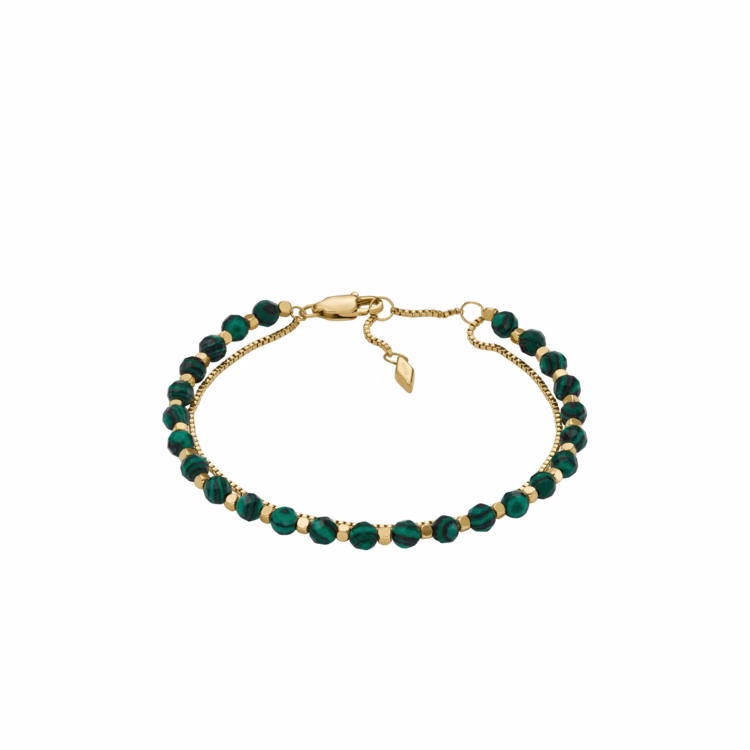 Fossil All Stacked Up Green Malachite Beaded Bracelet