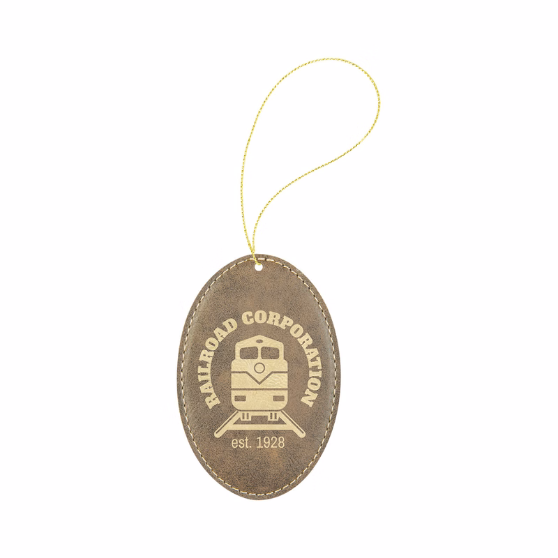 Rustic/Gold Leatherette Oval Ornament