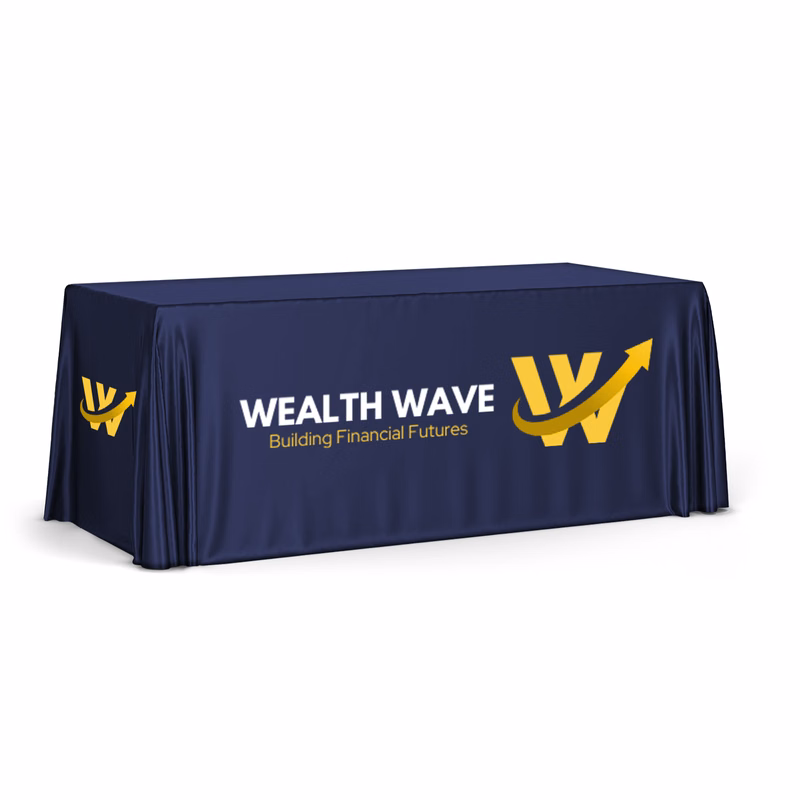8' Liquid Repellent Table Throw, 42"H, Full Color Front Panel