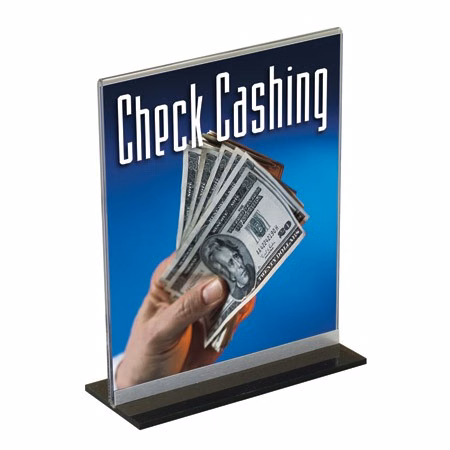 8.5x11 Clear Acrylic Counter Sign Holder with Accent Strip