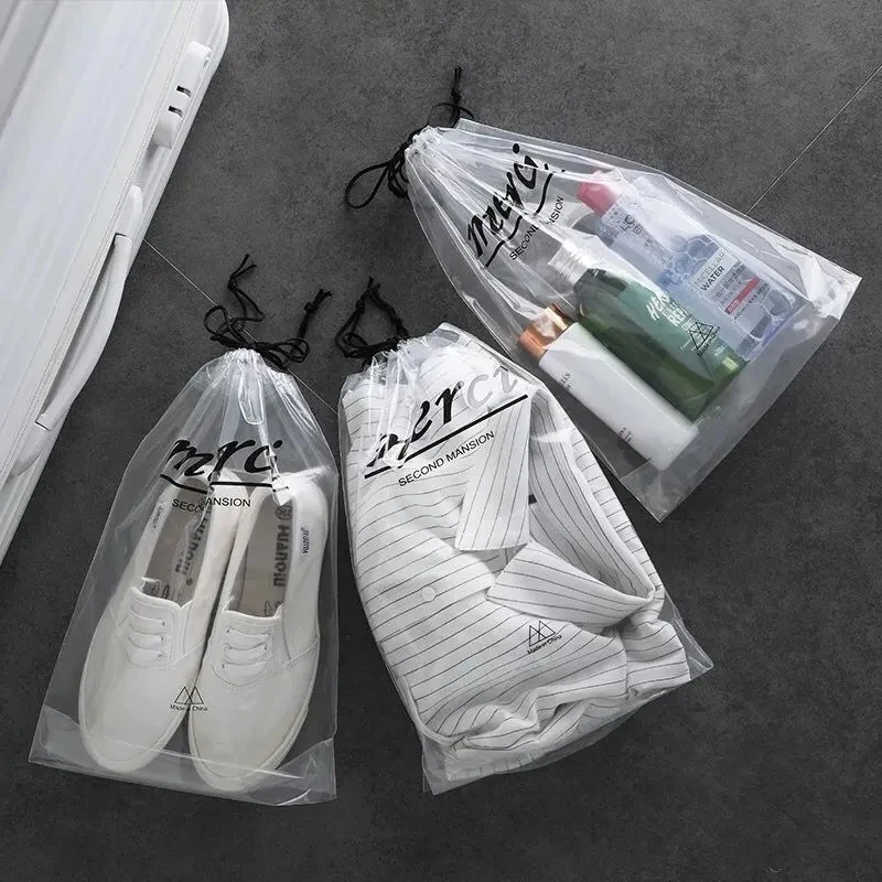 Reusable Transparent Plastic Drawstring Bag 1