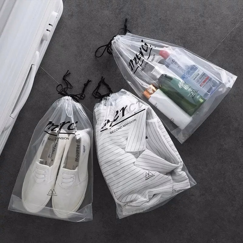 Reusable Transparent Plastic Drawstring Bag