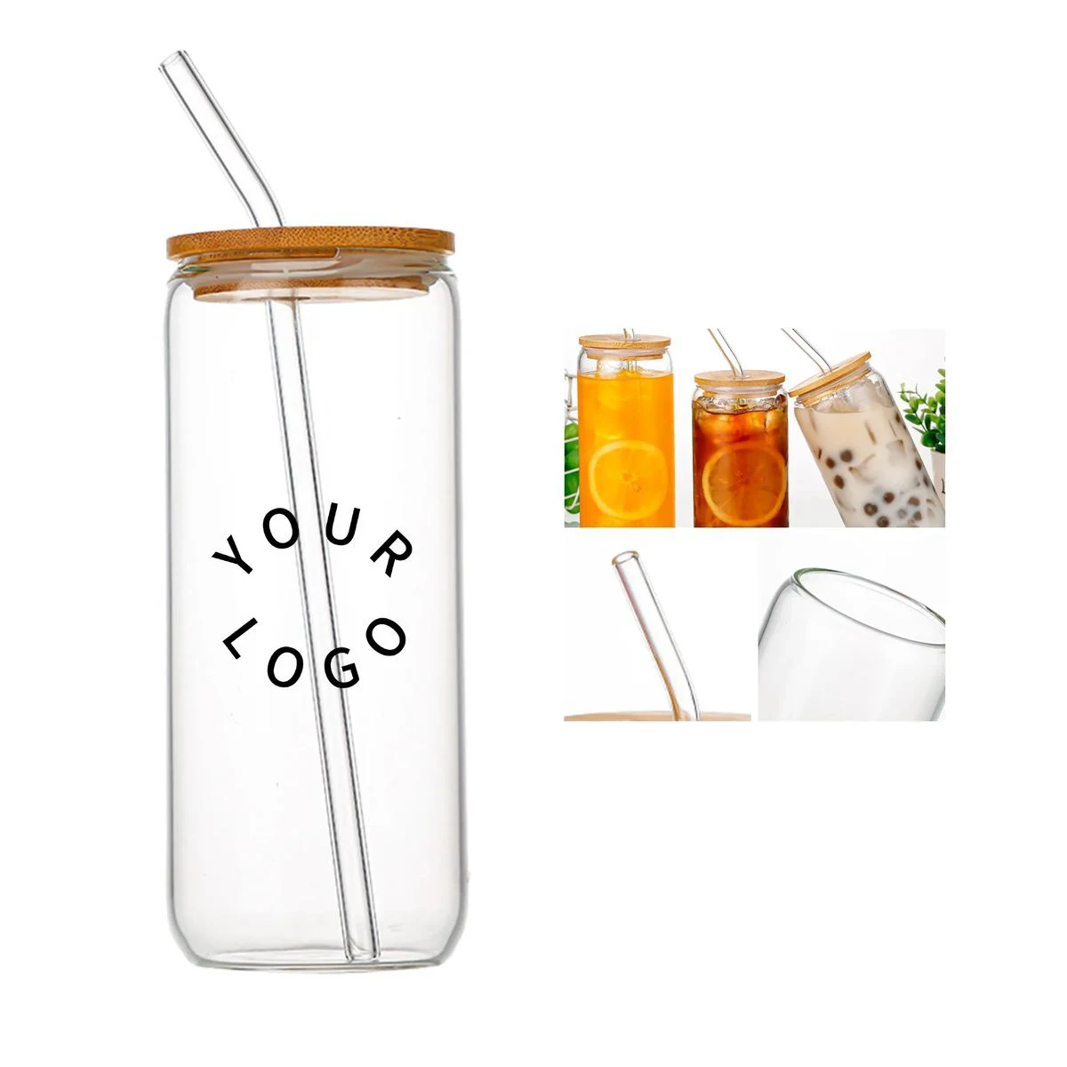 Borosilicate Glass Tumbler with Lid and Straw for Drinks 1