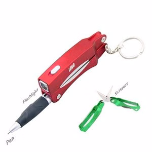 Folded Scissors Pen With Flashlight