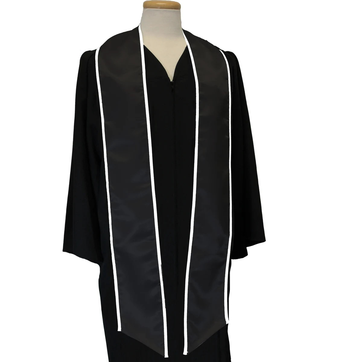 Black Graduation Sash with White Binded Edge 1