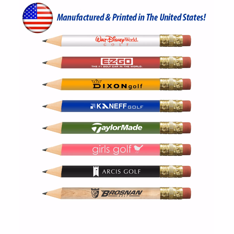 USA Made, Round Golf Pencil w/ Eraser