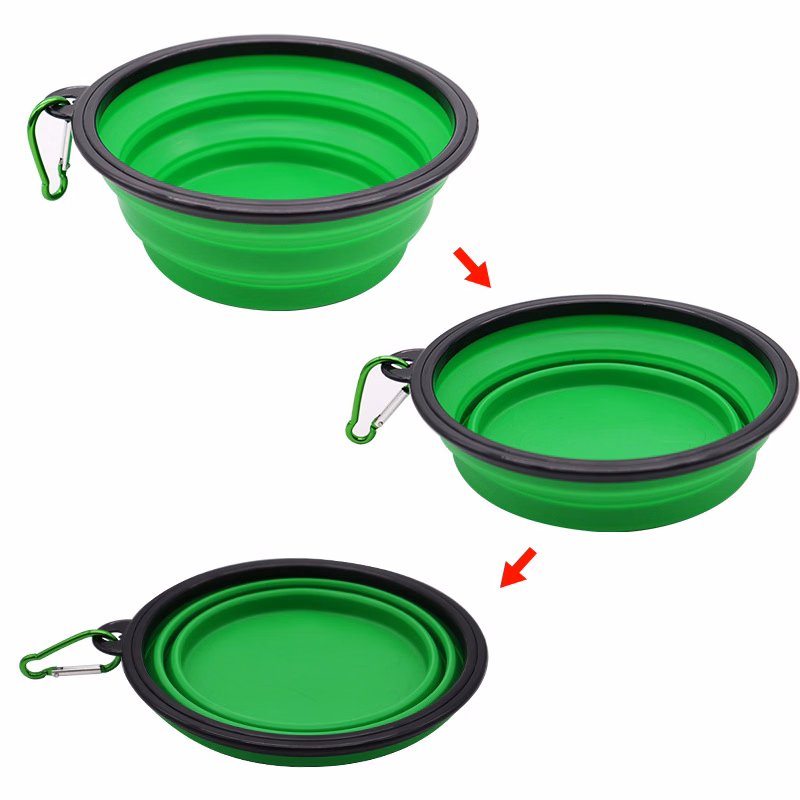 32oz Large Silicone Collapsible Pet Bowl with Carabiner Hook