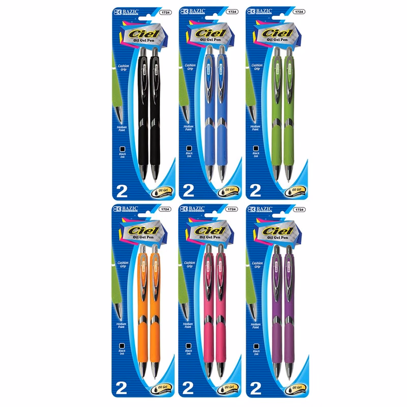 Gel Ink Pens - Black Retractable 2 Pack