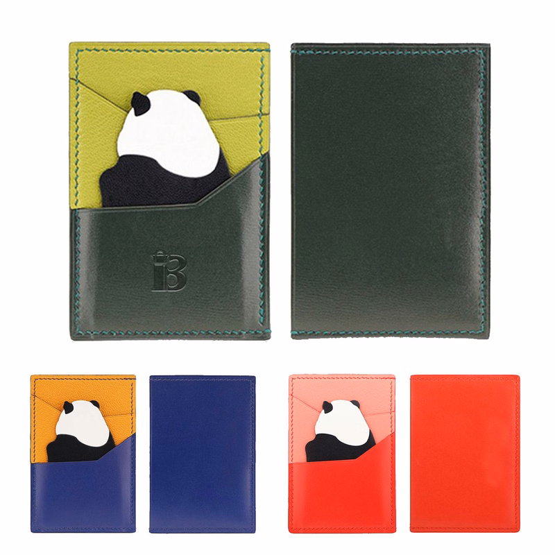 Panda slim PU leather credit card holder bag