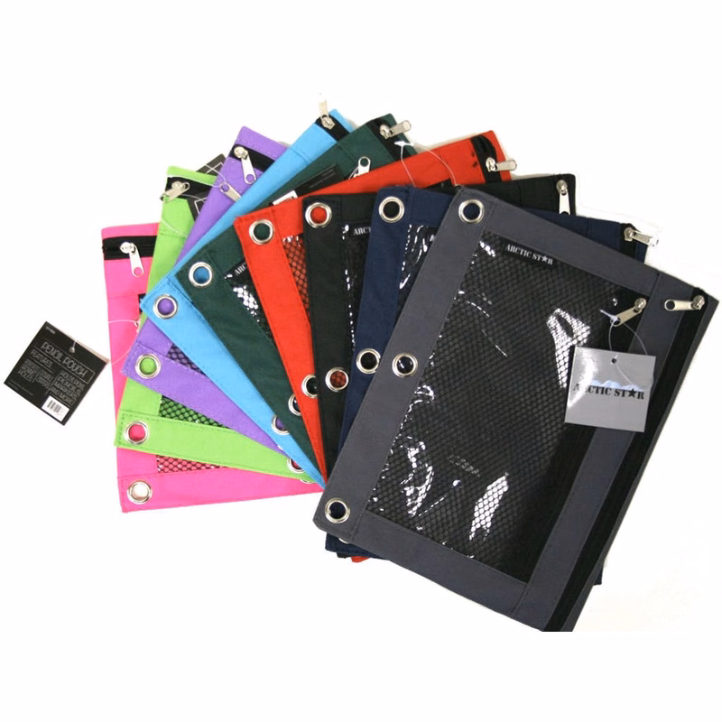 Pencil Pouch - 3 Ring Reinforced Double Zippers