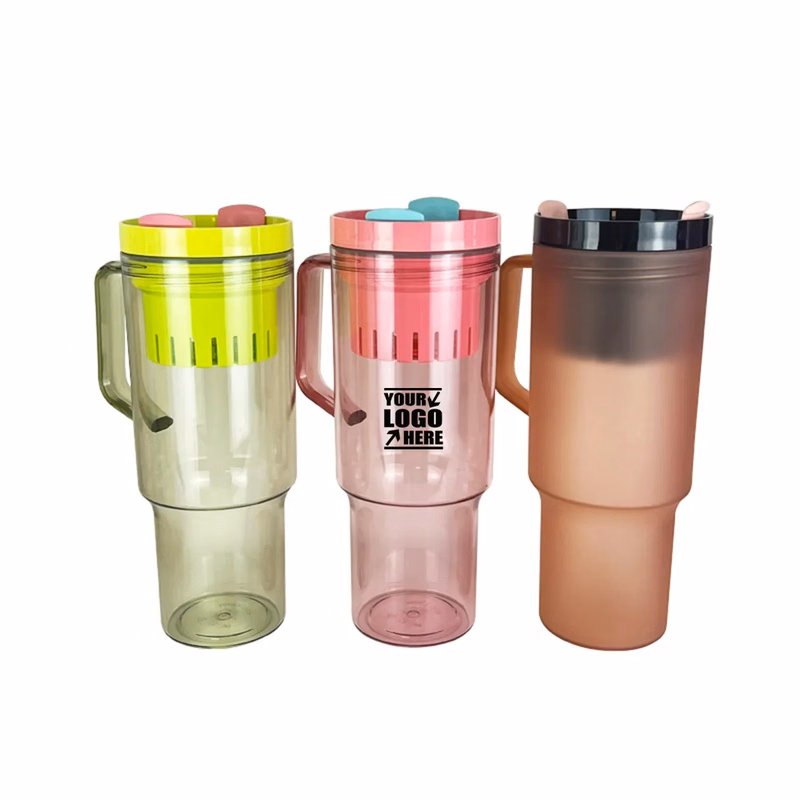 Custom 20oz Portable Plastic Straw Coffee Cup with Handle