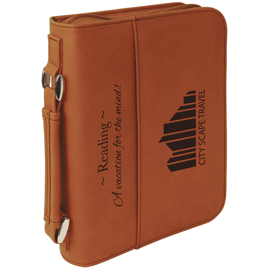 6 3/4" x 9 1/4" Rawhide Leatherette Book/Bible Cover with Handle & Zipper 1