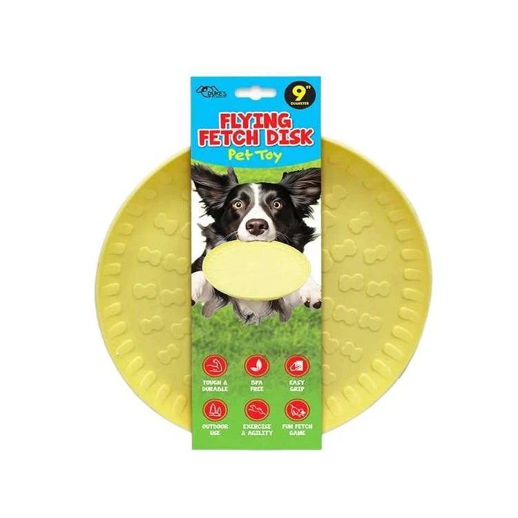 Flying Fetch Disk Pet Toys Yellow 9" 1