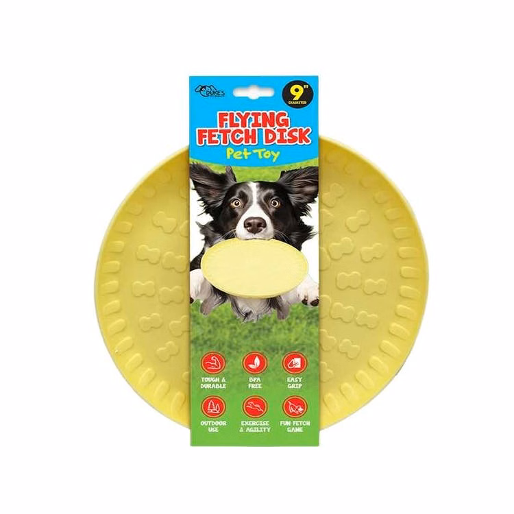 Flying Fetch Disk Pet Toys Yellow 9"