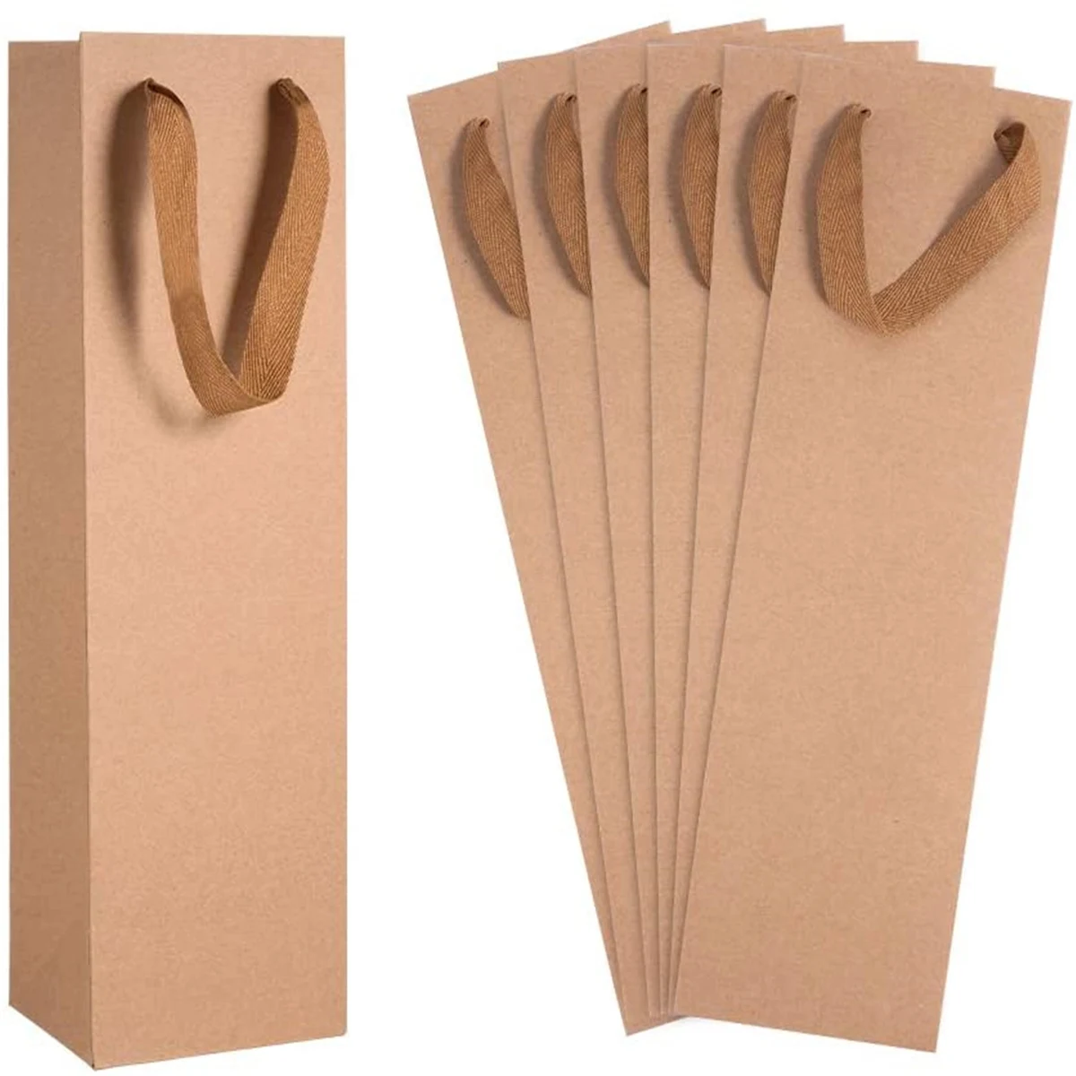 Brown Kraft Paper Wine Bag with handles 1