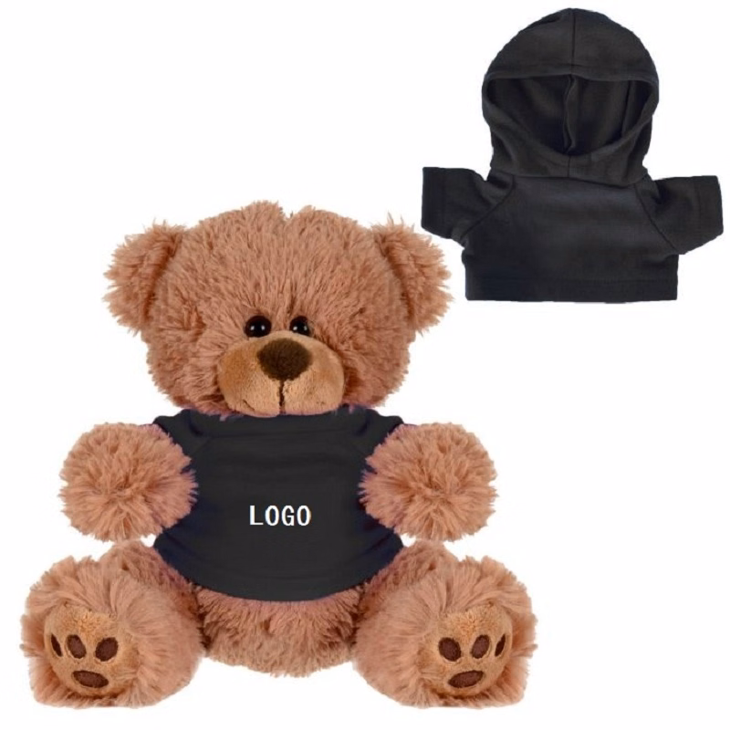 Plush Bear With Embroidered Paws and Hoodie