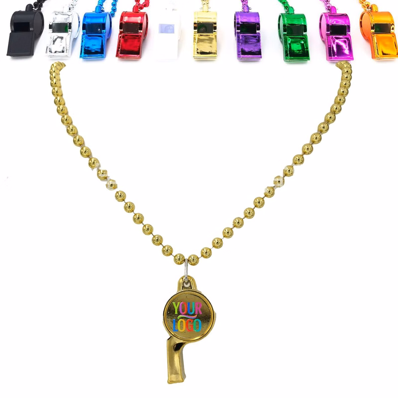 Beaded Chain Party Whistle Necklace