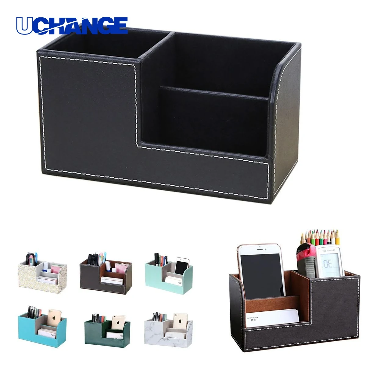 PU Leather Desk Organizer Office Storage Tray for Workspace Organization 1