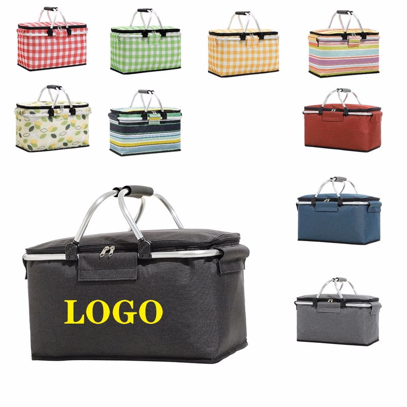 Oxford cloth picnic basket