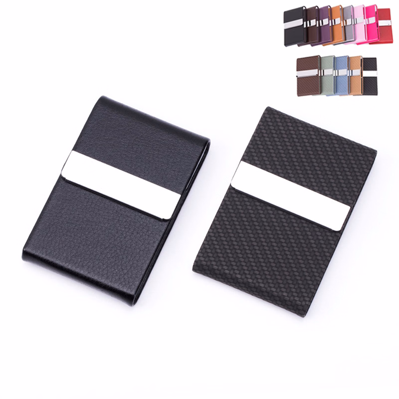 Faux Leather Stainless Steel Business Card Holder