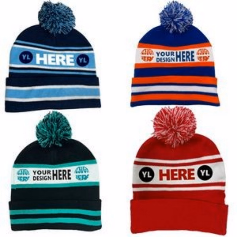 Knitted Jacquard Pom Beanie