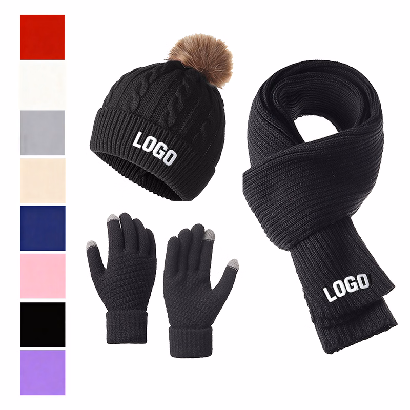 MOQ 10 Acrylic Thermal Beanie, Scarf, Glove Set