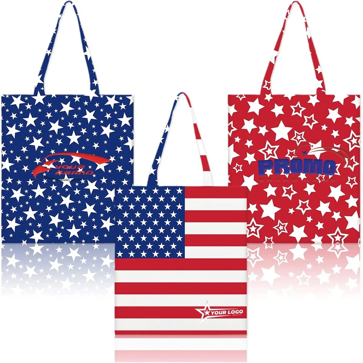 Independence Day Patriotic Canvas Grocery Shopping Tote Bags, custom tote bag with logo imprint 1