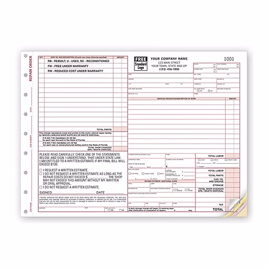 Repair order with special state clauses