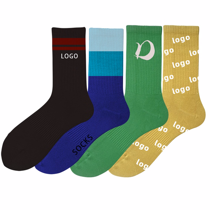 Cotton Longer Crew Casual Sock Athletic Running Sports Socks for Men and Women Jacquard Weave