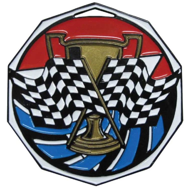 Cross Flags Decagon Colored Medallion (2") 1