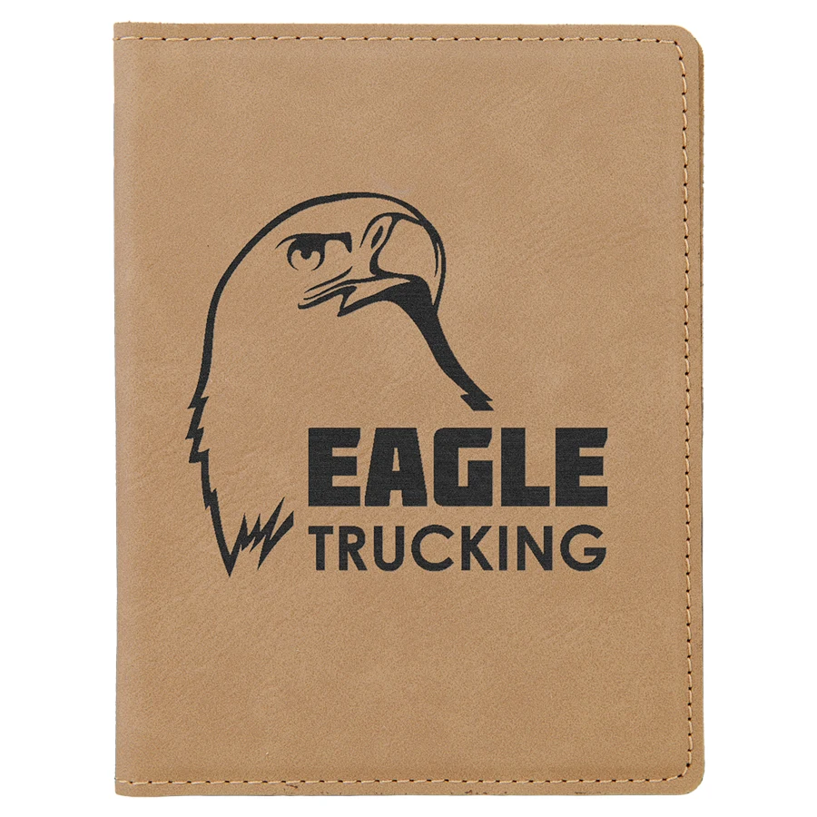 4 1/4" x 5 1/2" Light Brown Leatherette Passport Holder 1