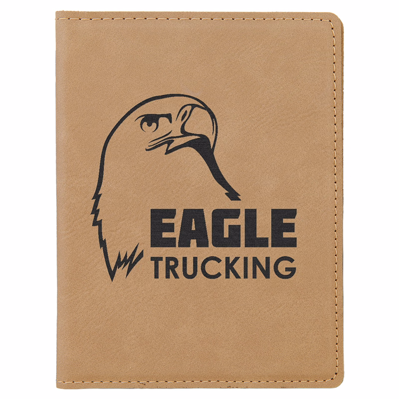4 1/4" x 5 1/2" Light Brown Leatherette Passport Holder