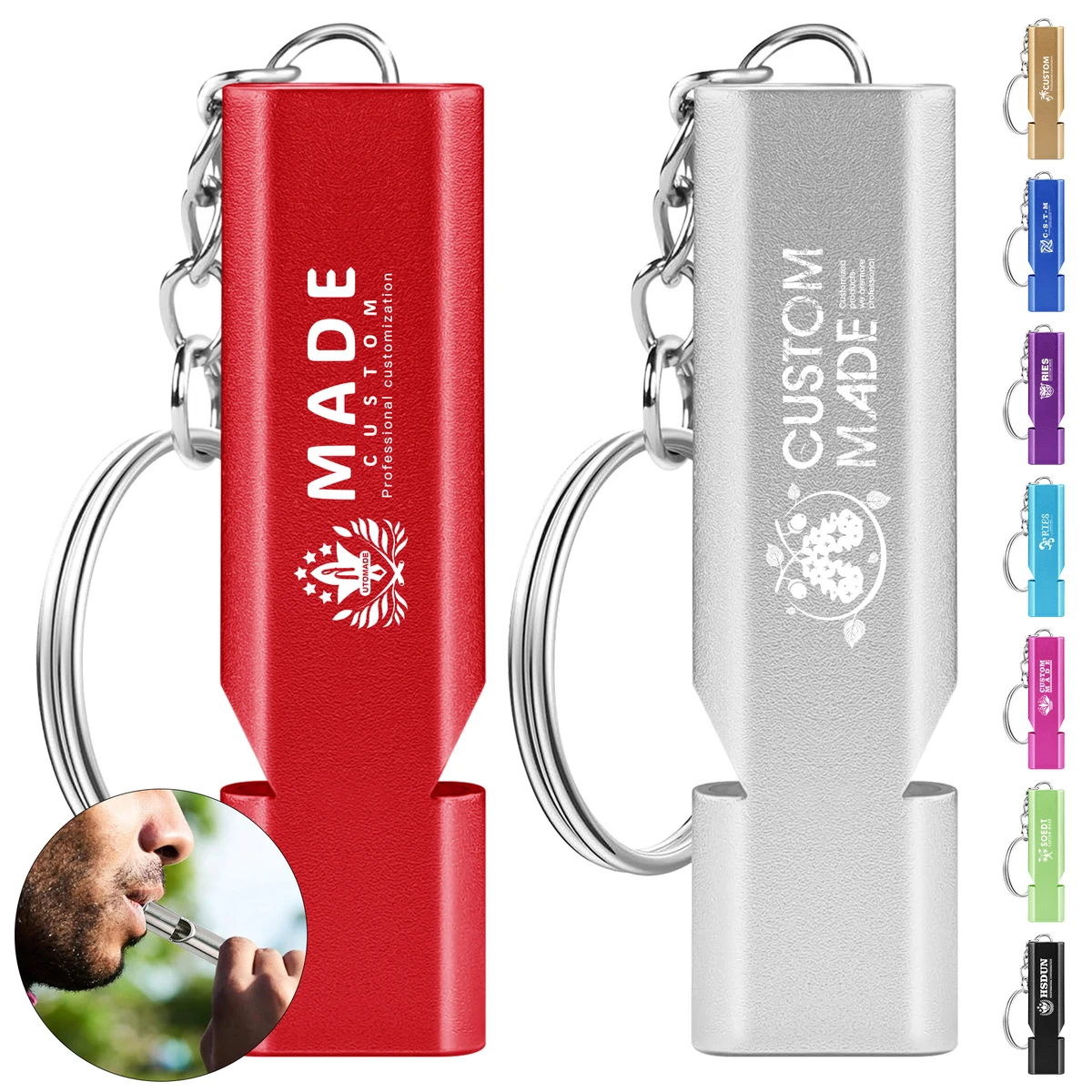Aluminum Alloy Safety Whistle Keychain 1