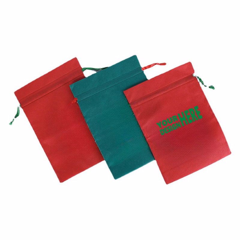 MOQ 50 Custom Christmas Drawstring Canvas Gift Pouch