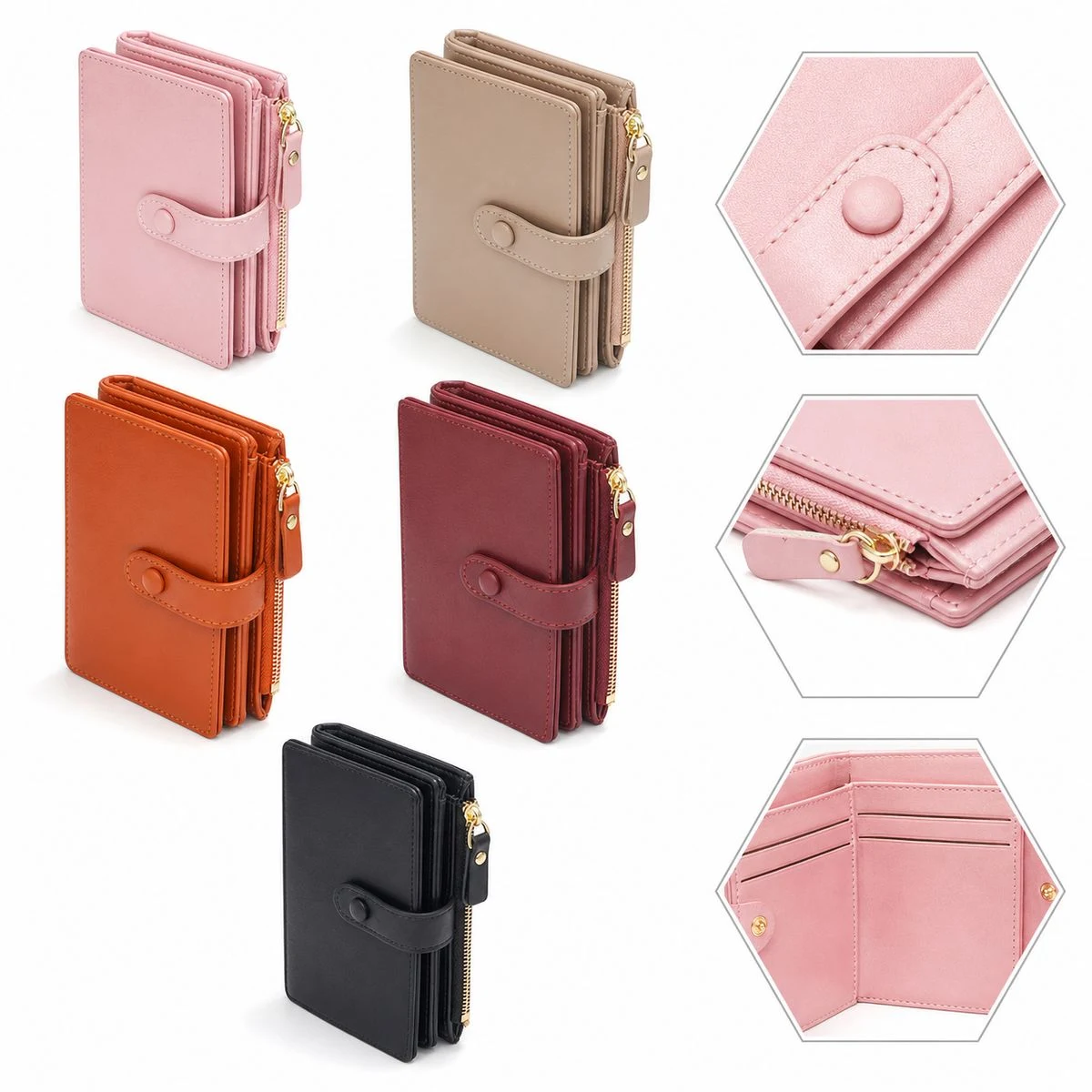 Organized Bifold PU Wallet with Coin Zipper 1