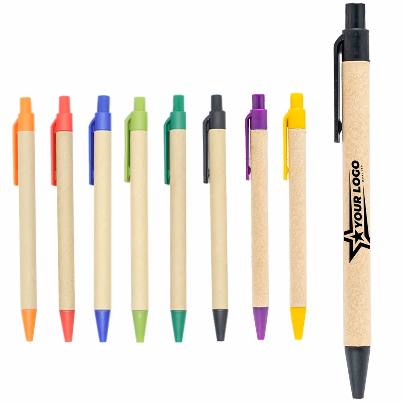 Eco Friendly Blank Pen Kraft Paper Body Clip Tip & Cap