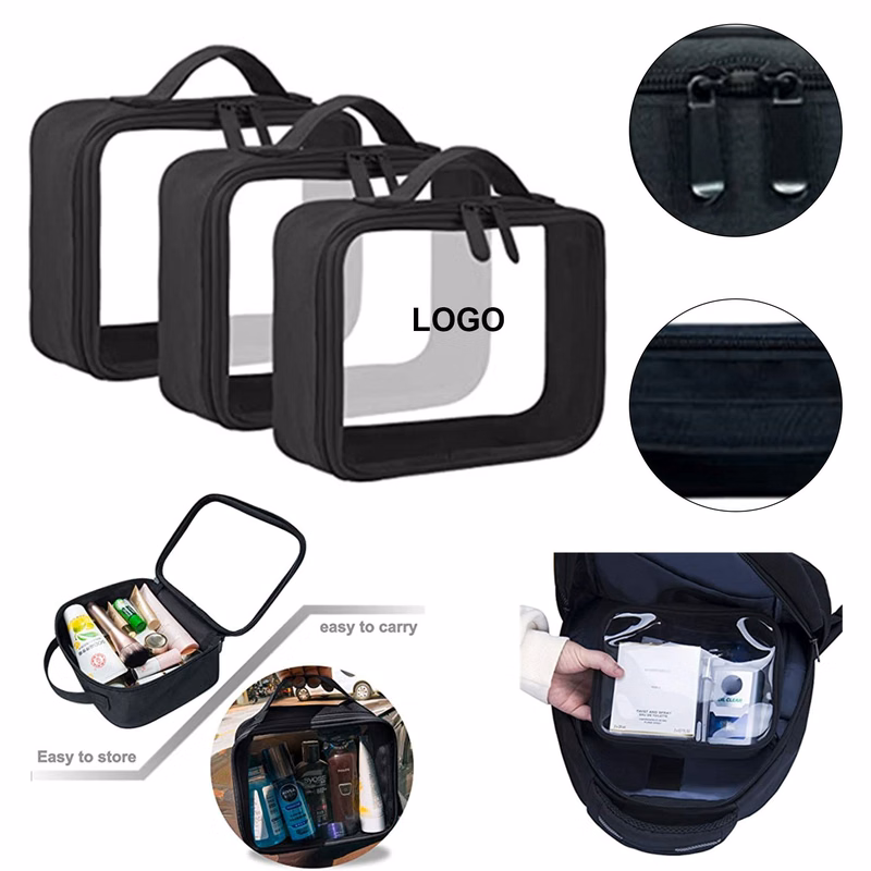 Matte Clear Toiletry Bag W/ Handle Strap