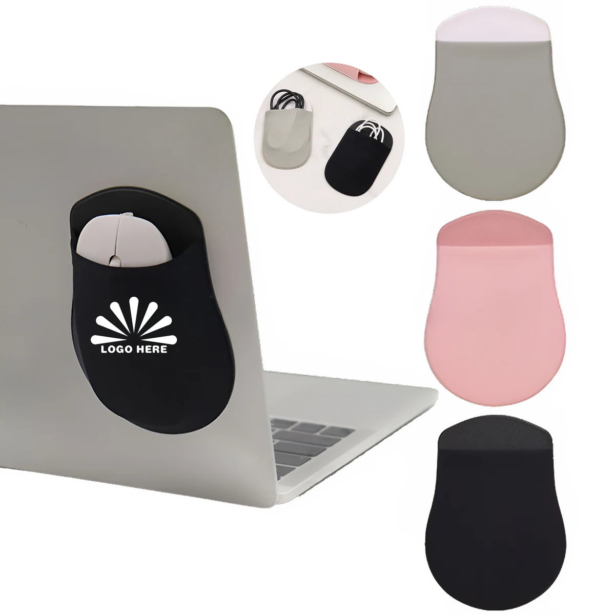 Reusable Stick-On Mouse Pouch for Laptops and Desks 1