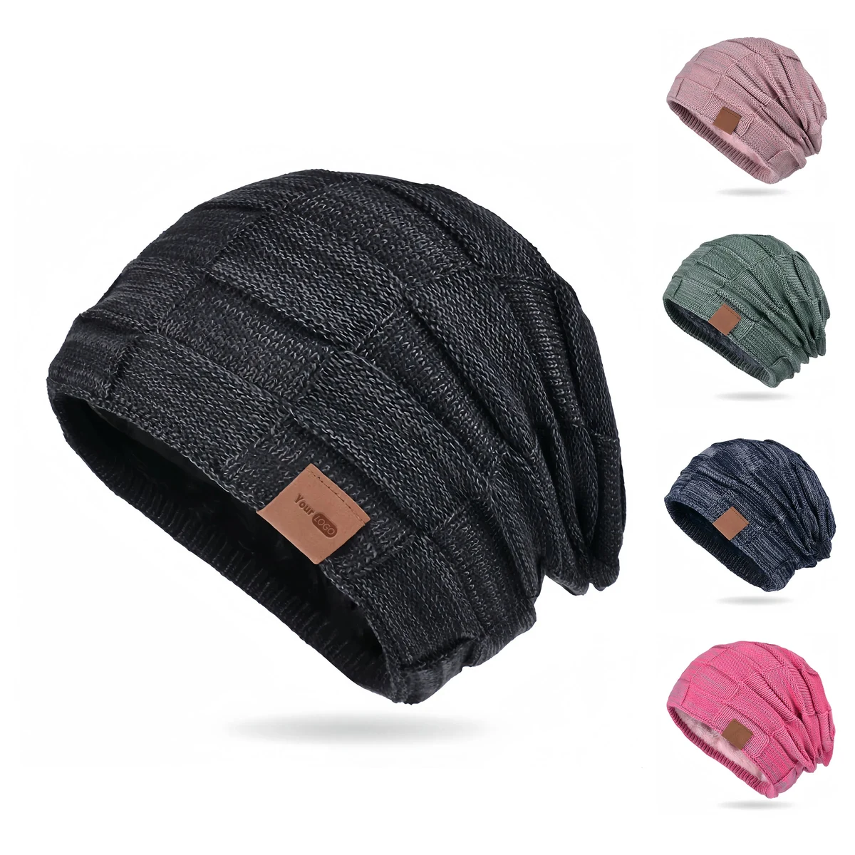 Wool Autumn/Winter Mixed Color Versatile Knitted Hat 1