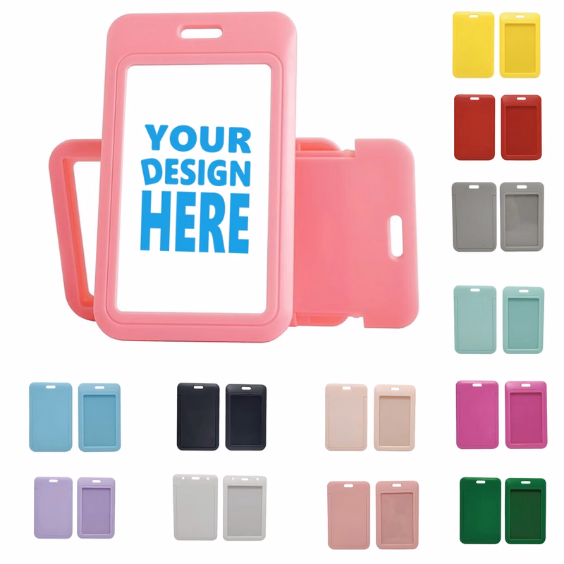 Slide Open Plastic Portrait Lanyard Card Holder