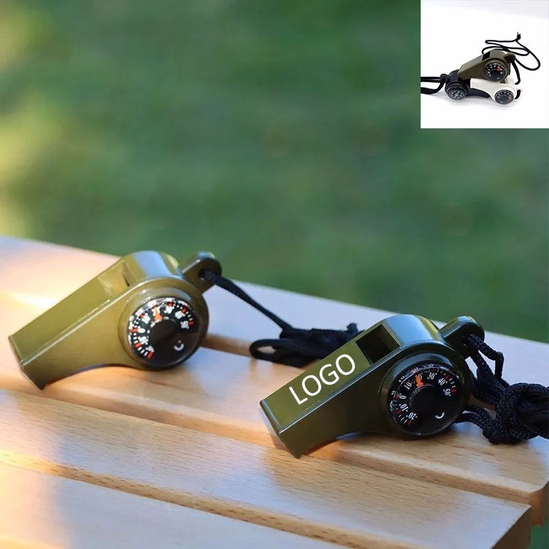 Survival Whistle with Compass and Thermometer