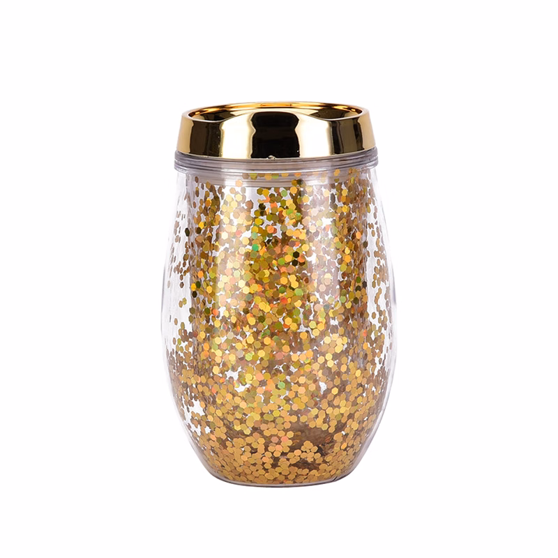10oz U-Shaped Double Wall Plastic Sequin Cup