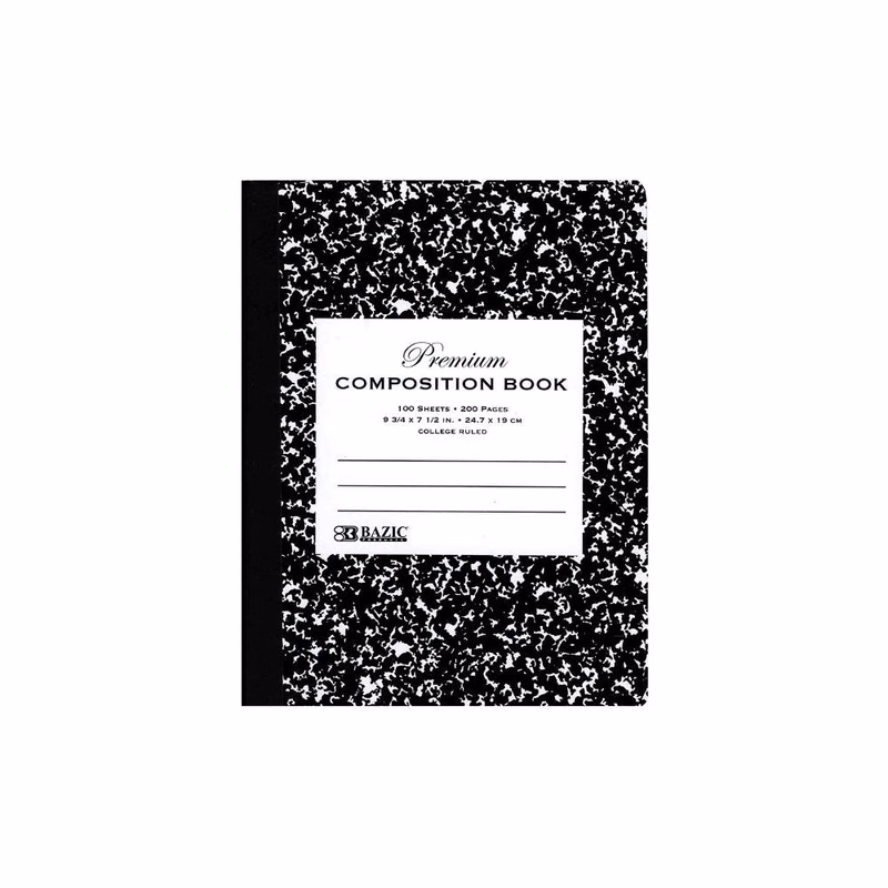 Marbled College Ruled Composition Notebook - 100 Sheets Black