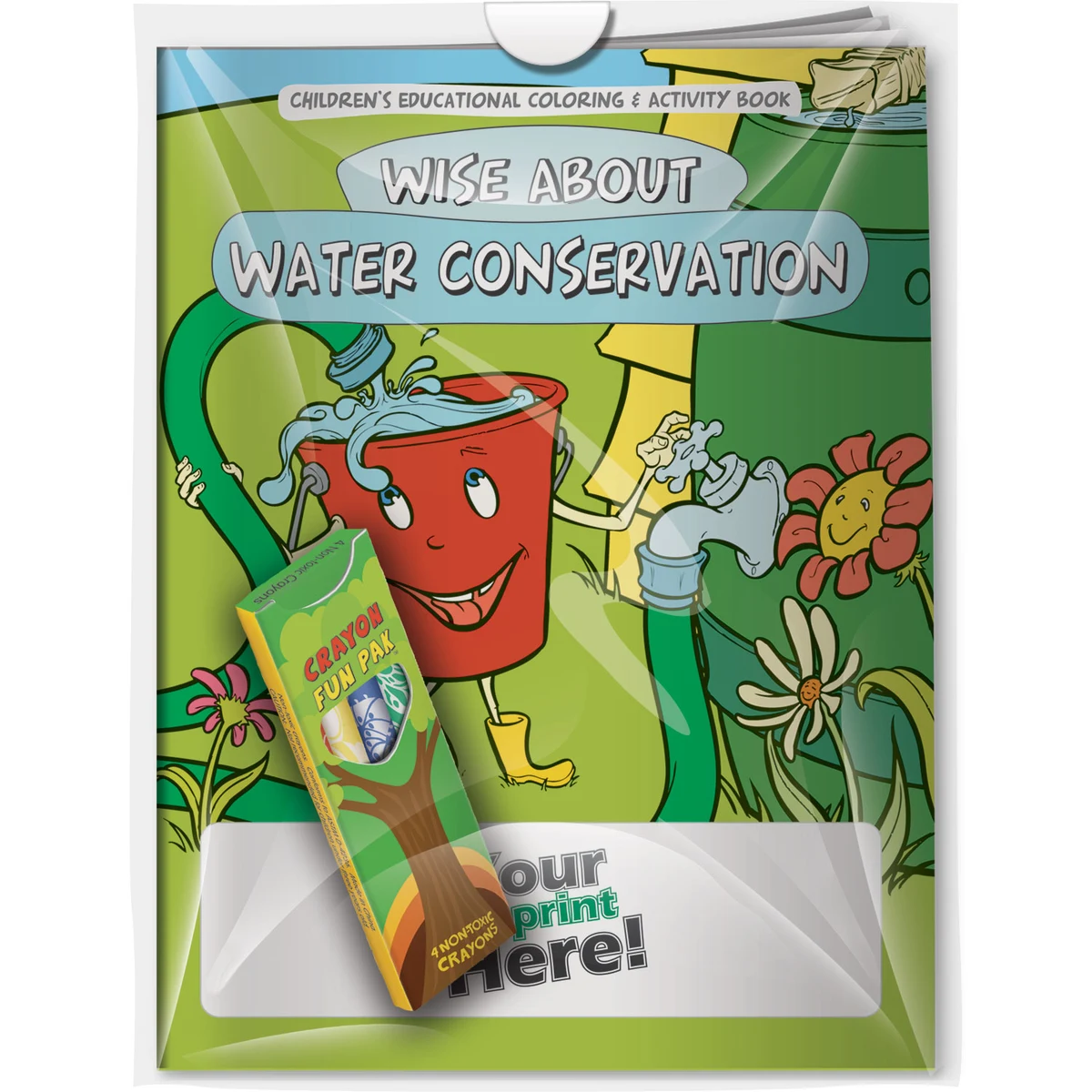 Combo Pack - CB1084 Coloring Book & 4-Pack of Crayons (Imprinted) in a Poly Bag 1
