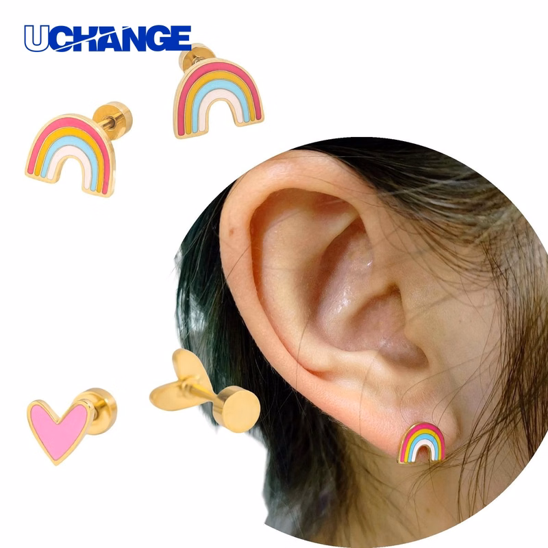 Heart Enamel Stud Earrings