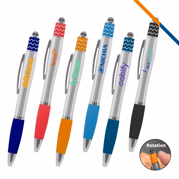 Custom 5.7 Inch Silicone Fidget Spinner Stylus Ballpoint Pen — Focus & Creativity Promo