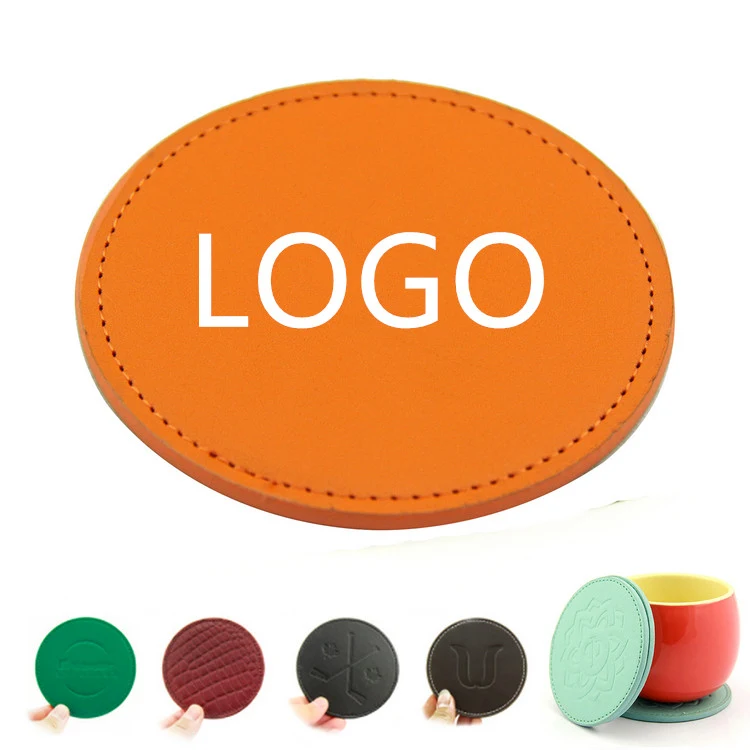 Round Debossed PU Coaster 1