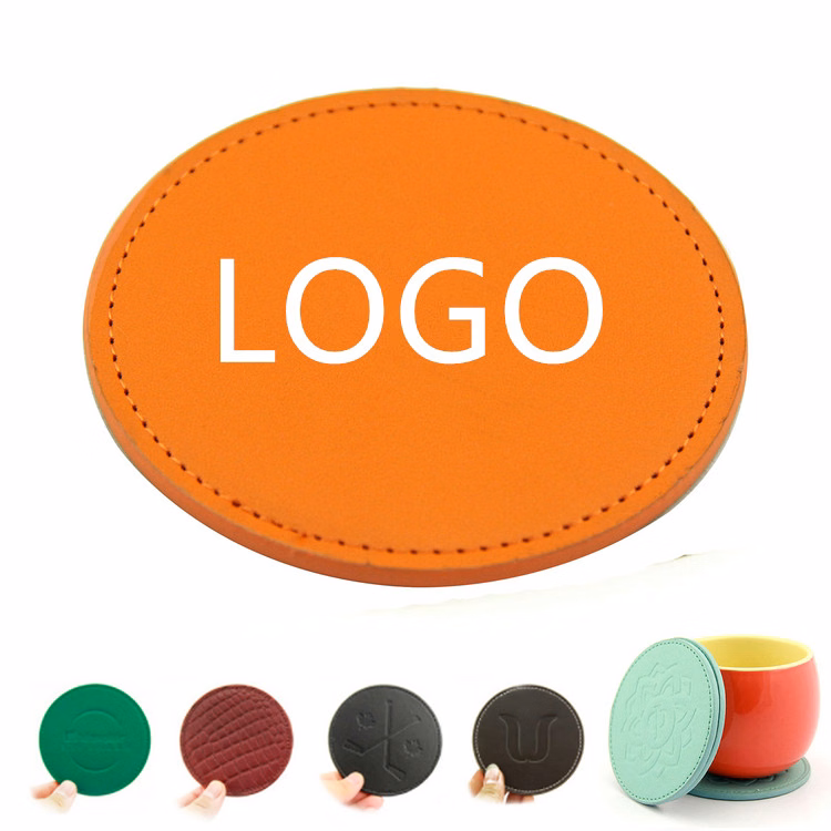 Round Debossed PU Coaster