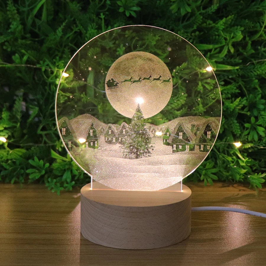 Custom Made To Order 3D Optical Illusion LED Night Light And Lamp With Wood Base 1
